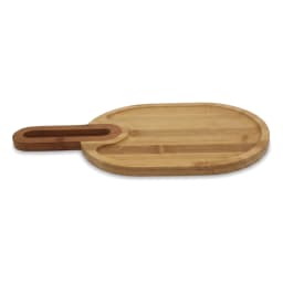 Round Wood Serving Board with Handle - Natural - view 3