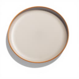 Ceramic Dinner Plate - Beige with Orange Rim - view 1