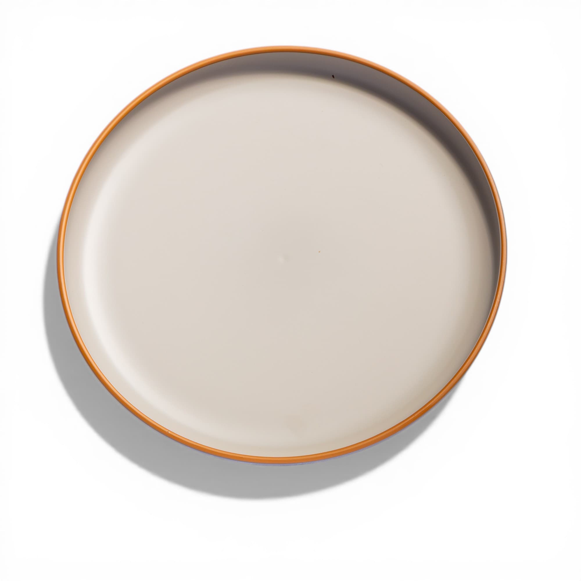 Ceramic Dinner Plate - Beige with Orange Rim