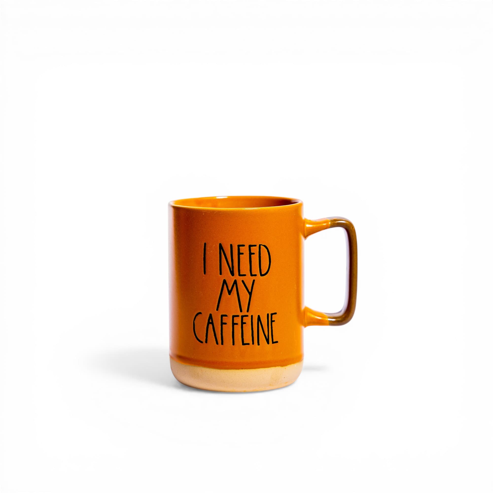 Ceramic Coffee Mug - Orange with Caffeine Text