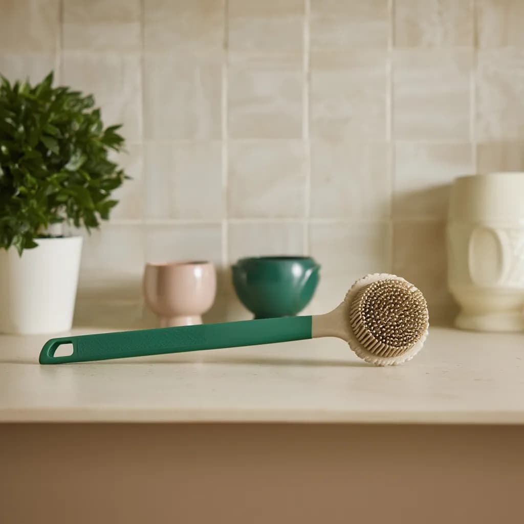 Silicone Bath & Back Scrubber with Long Handle - Green