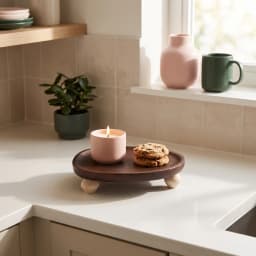 Dark Brown Wood Serving Tray with Light Wood Legs - view 4