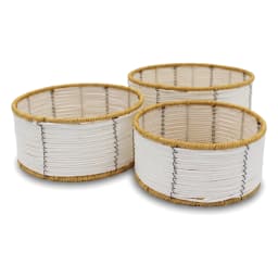 Khous Storage Baskets Set - 3 Round White & Tan Organizers - view 3