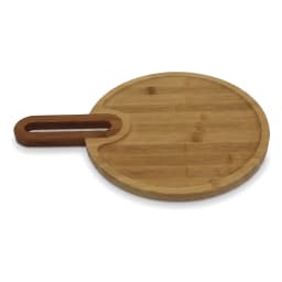 Round Wood Board with Handle - Natural Color - view 2