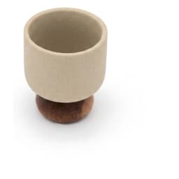 Two-Tone Ceramic & Wood Cup - Cream & Brown - view 2