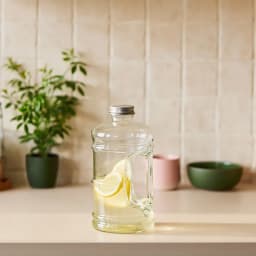 Clear Glass Bottle with Handle & Silver Cap - view 1