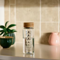 Glass Water Bottle with Wood Lid - view 1