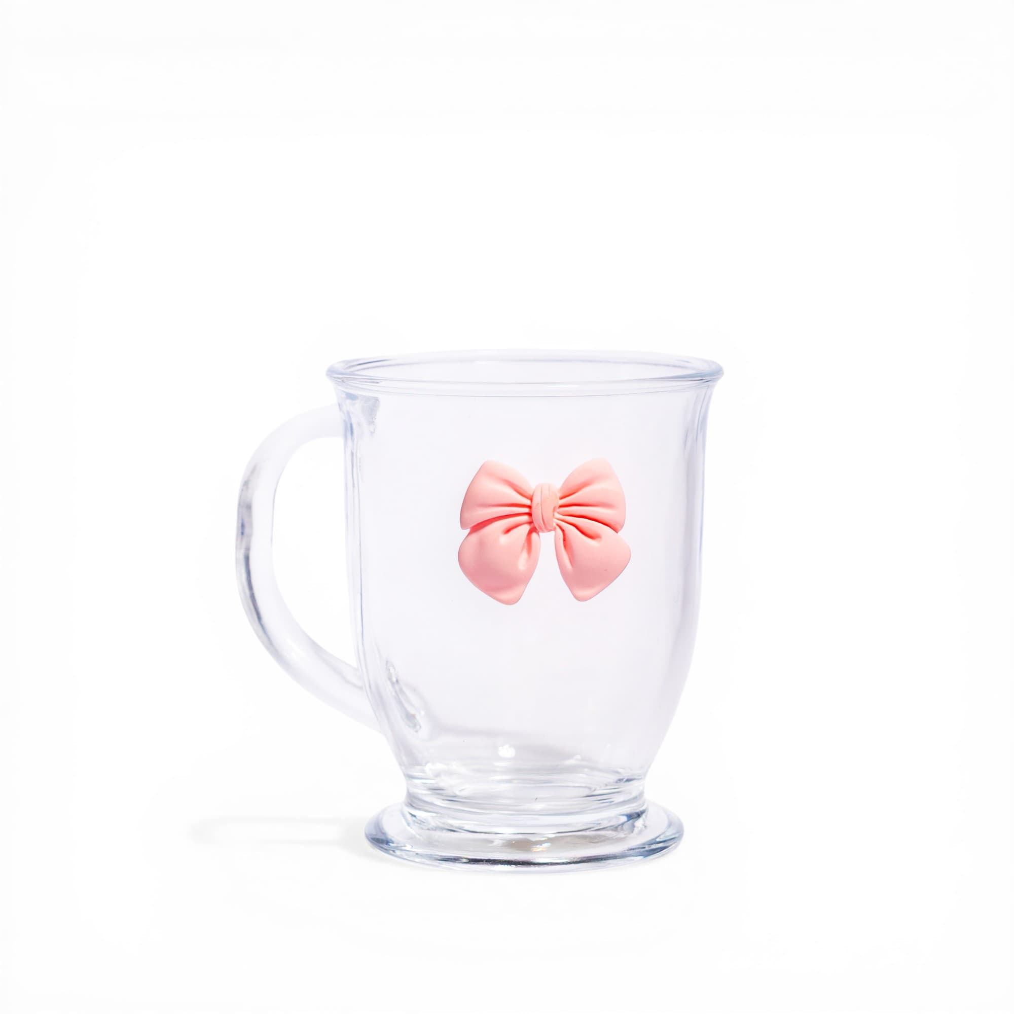 Glass Mug with Pink Bow Design