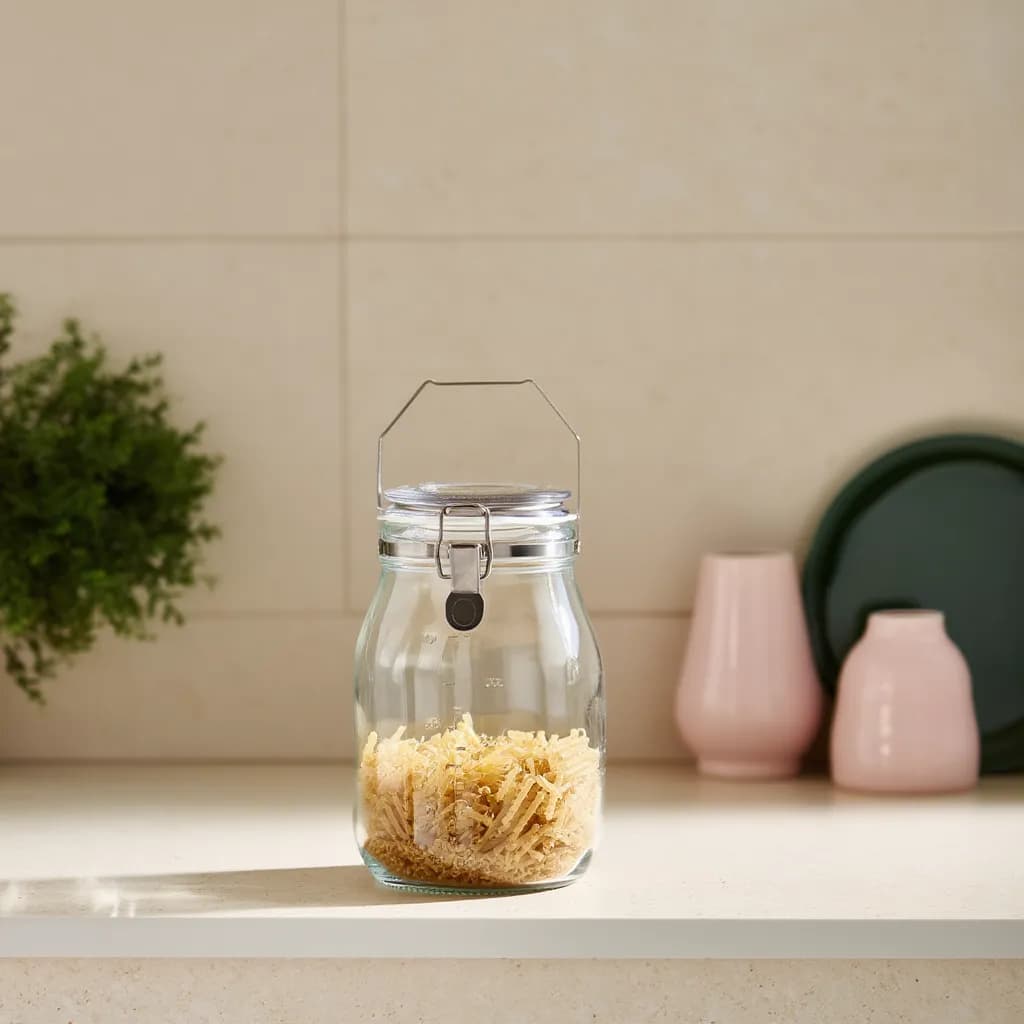 Glass Storage Jar with Handle and Airtight Lid