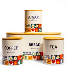 4 Pc Metal Kitchen Storage Canister Set - Bread, Coffee, Tea, Sugar - view 2