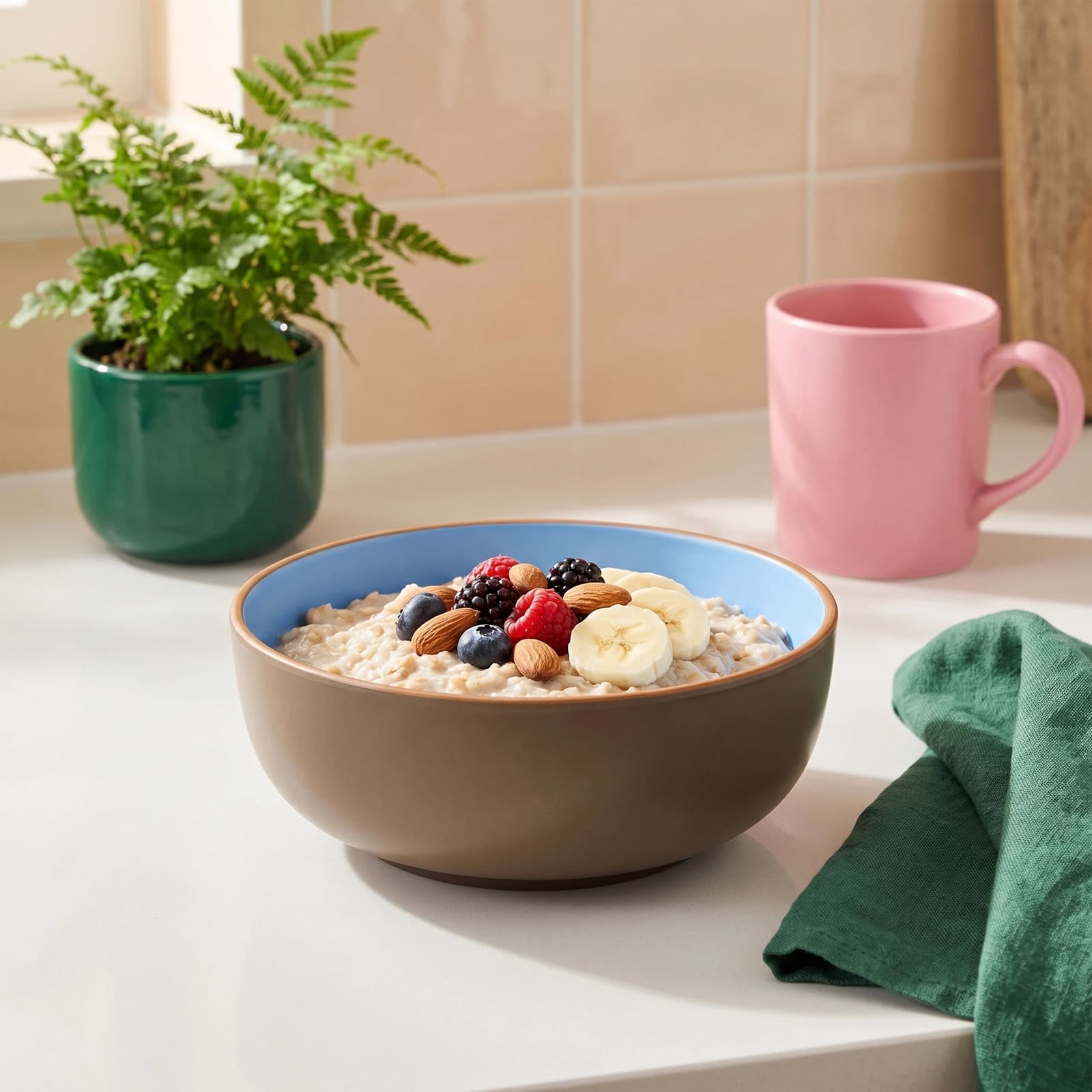 Melamine Bowl Brown with Blue Interior