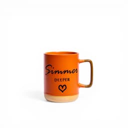 Orange Ceramic Coffee Mug - Simmer Deeper Text - view 1