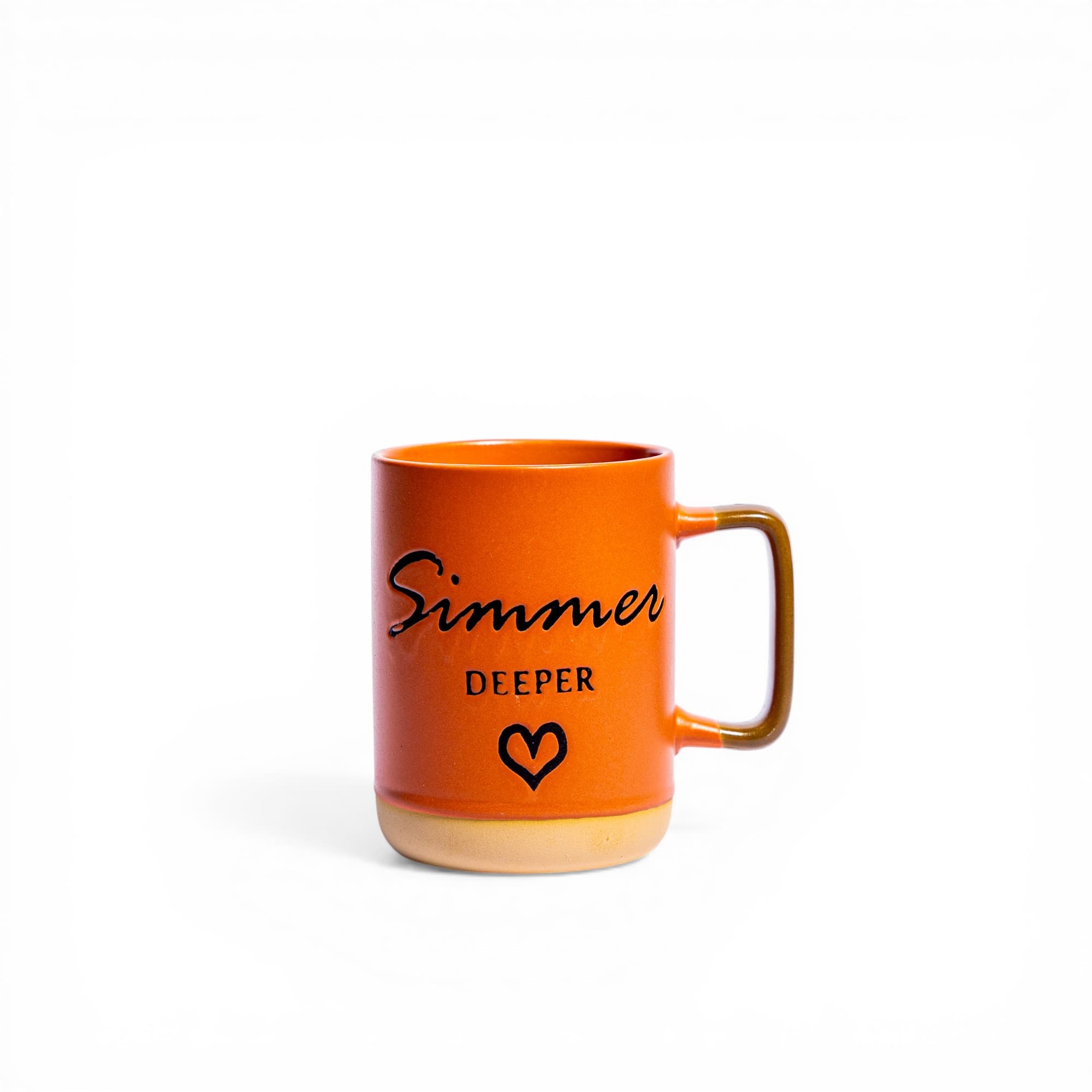 Orange Ceramic Coffee Mug - Simmer Deeper Text