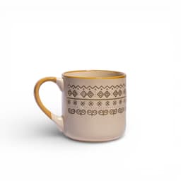 Ceramic Mug Beige with Patterned Design - view 1