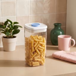 Clear Plastic Storage Container with Beige Lid - view 1
