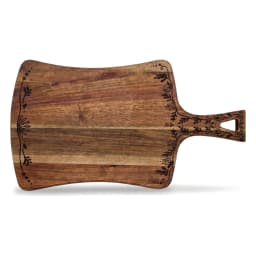 Acacia Wood Cutting Board with Handle - Floral Design - view 3