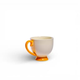 Ceramic Footed Cup - Cream & Red - view 2