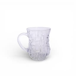 Glass Tea Mug with Handle - Clear Textured Design - view 1