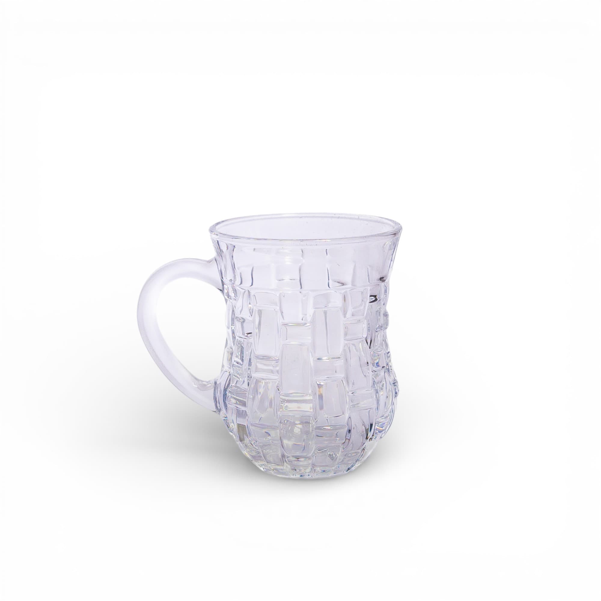 Glass Tea Mug with Handle - Clear Textured Design