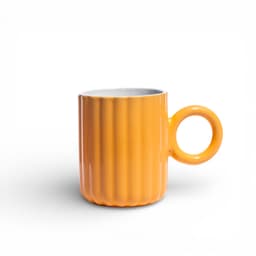 Orange Ceramic Mug with Ridges - view 1