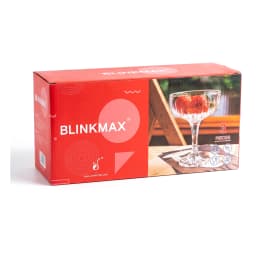 Three clear glass coupe glasses with textured bowls and starburst bases on a white background - view 4