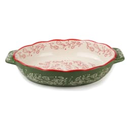 Oval Porcelain Baking Dish - Green & Red Floral - view 3