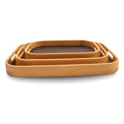 Bamboo Serving Tray Set - 3 Pieces, Brown Pattern - view 5