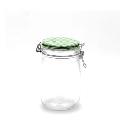 Glass Storage Jar with Green Checkered Lid - view 2
