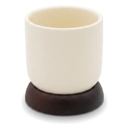 Ceramic Cup with Wooden Base - Cream - view 2