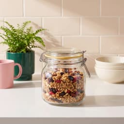 Glass Storage Jar with Clip Top Lid - Clear, Orange Seal - view 1