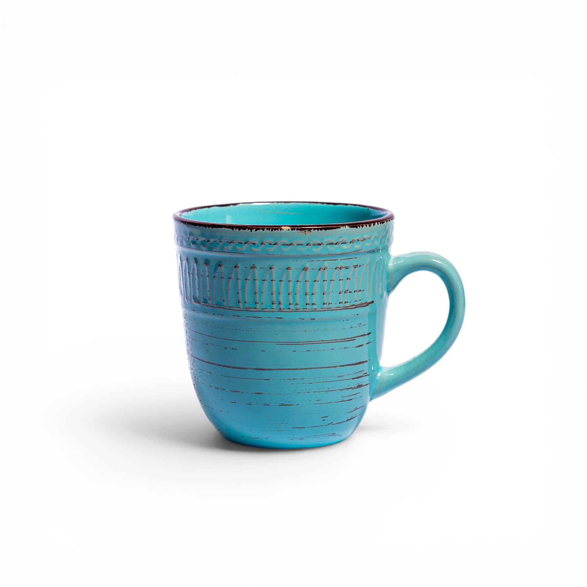 Turquoise Ceramic Mug - Distressed Finish