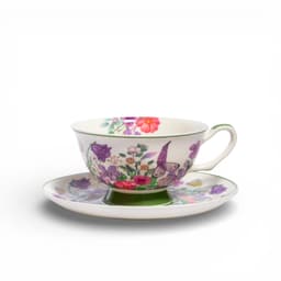 Porcelain Teacup & Saucer Set - Floral & Butterfly Design - view 1