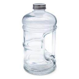 Clear Glass Bottle with Handle and Silver Lid - view 2
