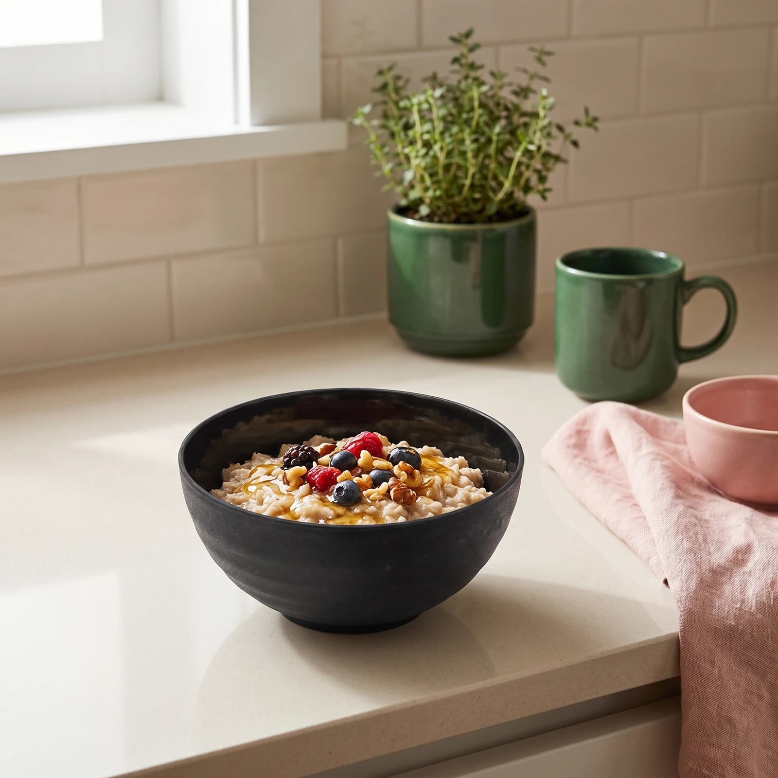 Plastic Plate Set - 3 Pieces, Black