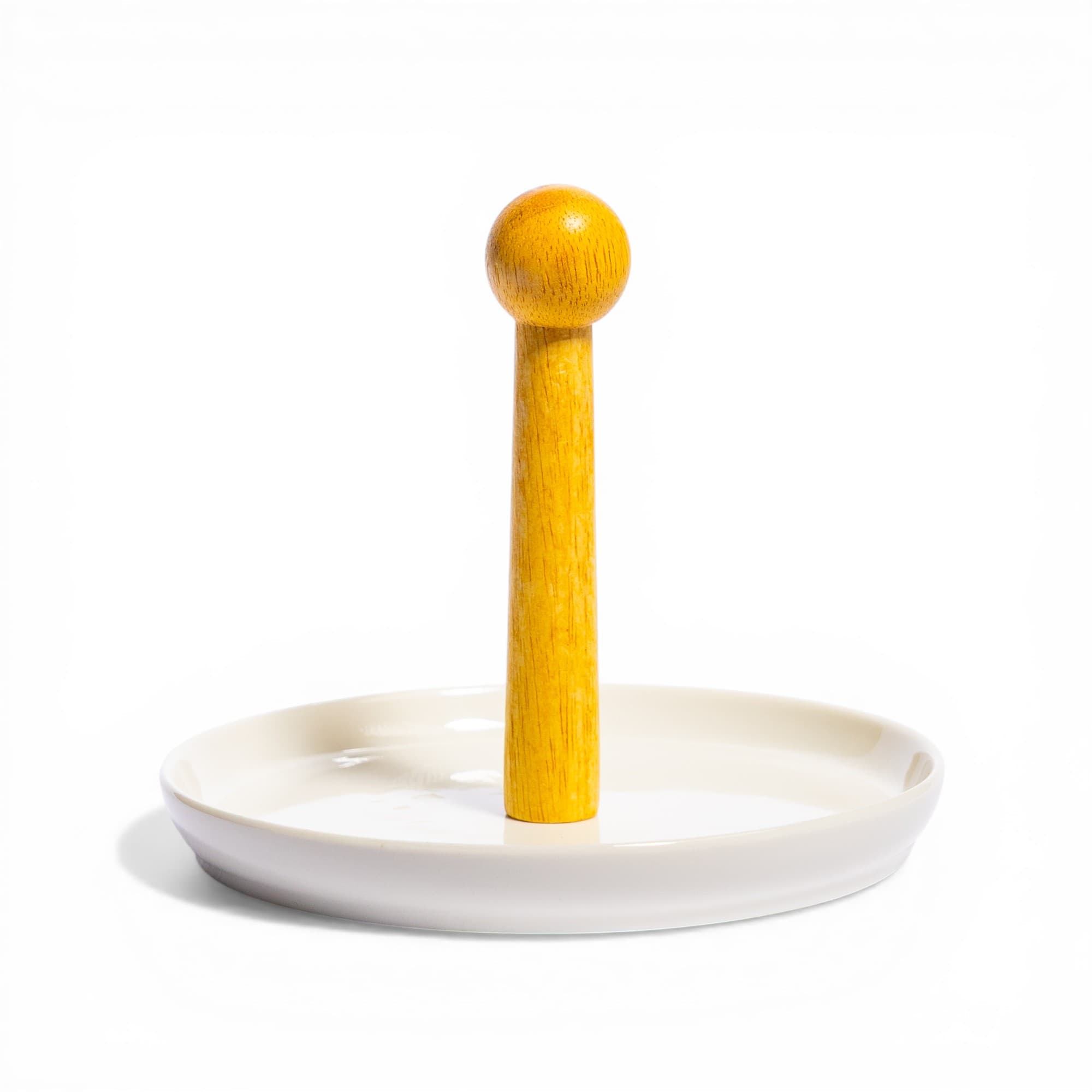 Paper Towel Holder Ceramic Wood Cream Yellow