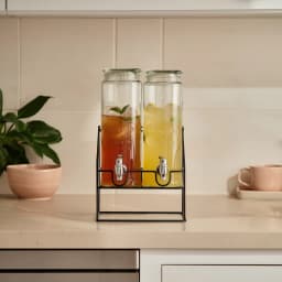 Glass Beverage Dispenser Set with Stand - 2 Pieces - view 4