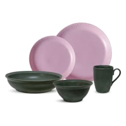 Bianco 30 Pieces Porcelain Dinner Set - Pink & Green - view 2