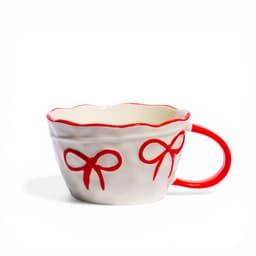 Ceramic Mug with Gold Bow Design - Cream - view 2