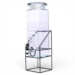 Glass Drink Dispenser with Spigot and Metal Stand - view 1