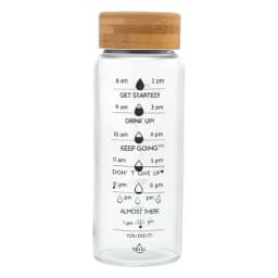 Glass Water Bottle with Wood Lid - view 2