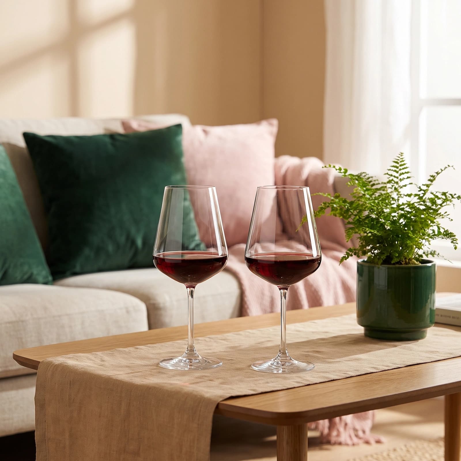 Clear Glass Wine Glasses Set - 2 Pcs, 620ml - Cups