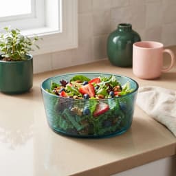 Teal glass serving bowls set - view 4