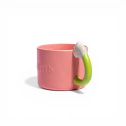 Ceramic Mug Pink with Green Handle - Unique Design - view 2