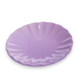 Purple Ceramic Bowl and Saucer Set - Fluted Design - view 3