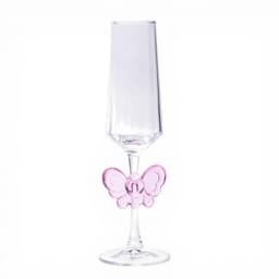 Glass Champagne Flute Pink Butterfly - view 1