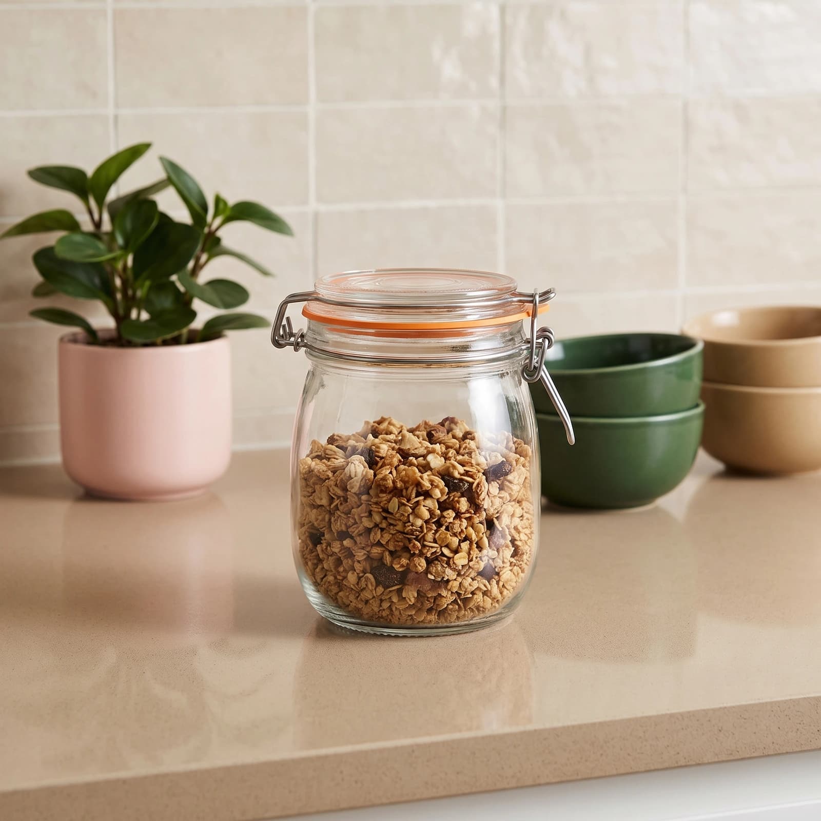 Glass Storage Jar with Swing Top Lid - Clear