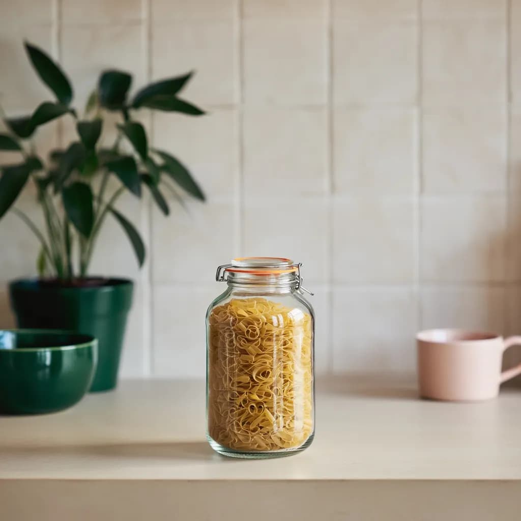 Glass Jar with Clip Top Lid - Clear with Orange Seal