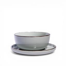 Ceramic Bowl & Plate Set - Light Grey - view 1