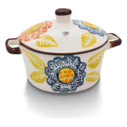 Porcelain Lidded Serving Pot - Multi-Color Floral Design - view 2
