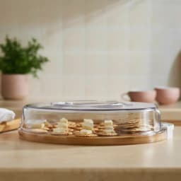 Round Wood Divided Serving Platter with Acrylic Cover - view 4